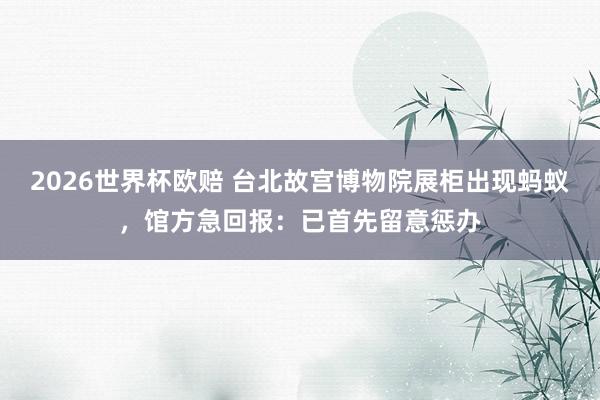 2026世界杯欧赔 台北故宫博物院展柜出现蚂蚁，馆方急回报：已首先留意惩办