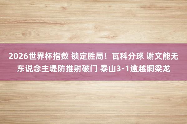 2026世界杯指数 锁定胜局！瓦科分球 谢文能无东说念主堤防推射破门 泰山3-1逾越铜梁龙