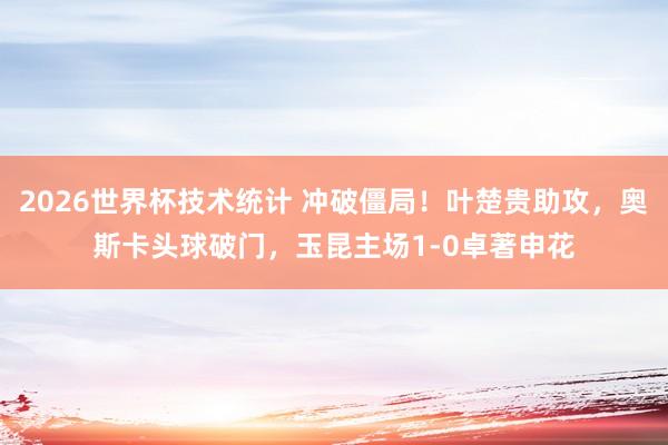 2026世界杯技术统计 冲破僵局！叶楚贵助攻，奥斯卡头球破门，玉昆主场1-0卓著申花