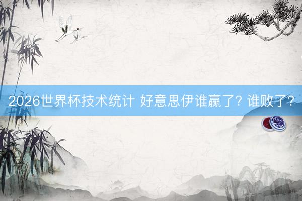 2026世界杯技术统计 好意思伊谁赢了? 谁败了?