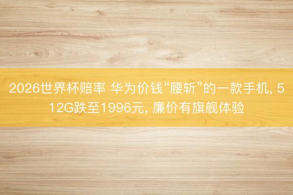 2026世界杯赔率 华为价钱“腰斩”的一款手机， 512G跌至1996元， 廉价有旗舰体验